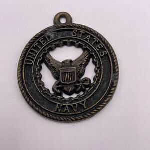 United States Navy Bronze Medallion Pendant Keychain Vintage